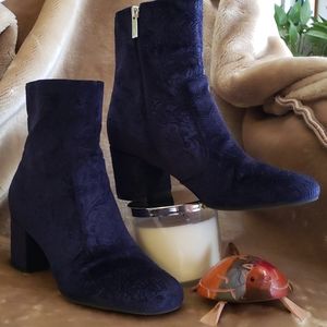 Unisa Velvet Booties, Blue, Size 9M